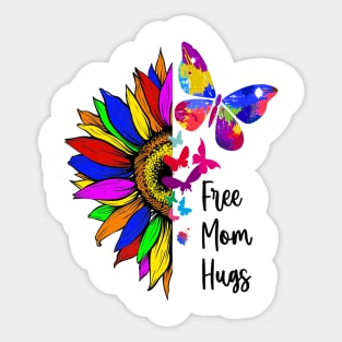 Free Mom Hugs Rainbow Heart LGBT Flag LGBT Pride Month T-Shirt Sticker